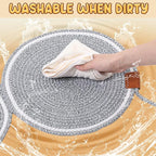 25.6 Inch Large Scratching Mat for Indoor Cats Natural Cotton Rope Flat Scratcher with Ear Hooks and Ball Toy Cat Scratch Rug Pad for Wall, Couch, Carpets, Sofas(Light Gray)