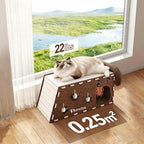 2-Story Large Cat Condo for Indoor Cats with Catnip Toy, Felt Cat Cave House with Scratching Tunnel, No-Tool Assembly Warm Silent Cat Bed for Multi-Cat Households, Durable and Washable, Coffee