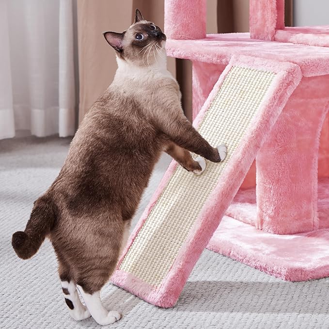 Yaheetech Cat Tree for Indoor Pets, 36in Tower Condo w/Extra Large Perch, Scratching Posts, Board, Dangling Ball, Play Structure for Kittens & Adult Cats, Pink