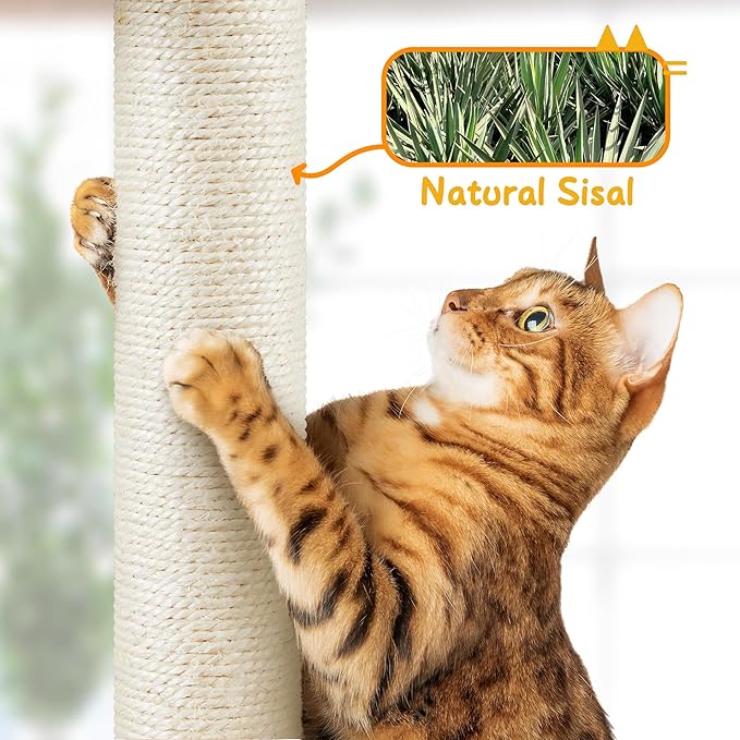 Yaheetech Cat Tree, Floor to Ceiling Cat Tower for Large Cats, 89-104.5in Height Adjustable Tall Climbing Tree w/Scratching Posts, Condo and Perches, Dark Gray