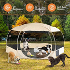 EighteenTek® XXLarge Popup Portable Dog Houses 10'x4.8'H Assembly-Free Gazebo-Style Dog Cot Cat Playpen Screen Pet Tent Sun Shade Shelter Dog Bed with Canopy for Outdoor Anti-Bugs with Leakproof Floor