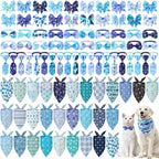 Reginary 120 Pcs Winter Dog Bandanas Bulk Dog Bows Set Bow Ties Cat Scarf Colorful Washable Triangle Pet Kerchief Cute Bib for Summer Small Medium Large Pets Grooming Accessories Costume