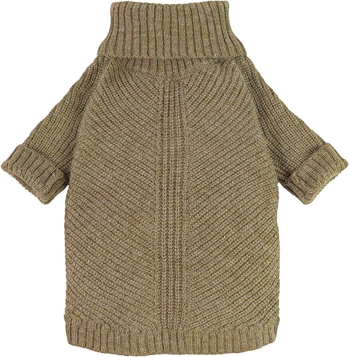Fitwarm Thermal Knitted Dog Sweater Doggy Winter Coat Pet Clothes Doggie Turtleneck Jacket Puppy Outfits Cat Sweatsuit Sage Green XX-Large