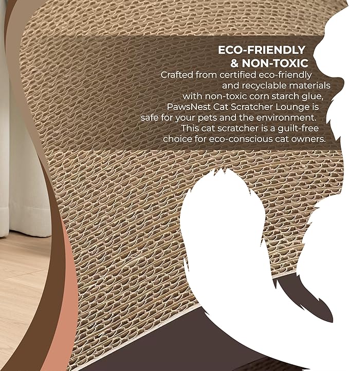 Paws NEST Scratch Lounge for Cats, 21.6 Inch Cat Lounger Scratcher, Infinity Cat Scratcher, Reversible, Non-Toxic & Durable, Includes Premium Organic Catnip