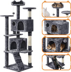 Yaheetech 62in Cat Tree Cat Tower for Indoor Kitty, Pet Furniture w/Double Condo, Scratching Posts, Multiple Platforms and Balls for Kittens, Dark Gray