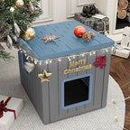 NUNU LAB Outdoor Cat House – Weatherproof & UV Resistant PP Material Shelter with Sloped Asphalt Roof, Durable Cat Condo for Garden, Patio, and Backyard (Blue, Large)