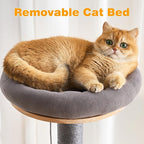 HITTITE Solid Wood Cat Tree Tower with Scratching Post, 61 Inches Tall Cat Towers with Capsule and Condo, Modern Cat Tower with Climbing Ladder and Removable Top Bed for Indoor Cats.Grey