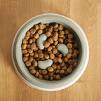 Gibson Home Curious Canines Slow Feeder Dog Bowl, 6.75” Melamine Anti-Gulp Feeding Bowl, Non-Slip, Dishwasher Safe, Green