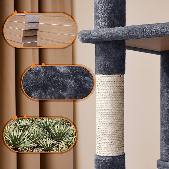 Topeakmart 59 inches Cat Tree Cat Tower Stand House Condo with Big Hammock Scratching Post Kitty Pet Play House