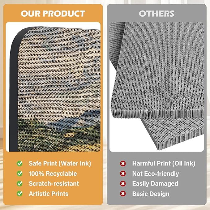 2 Pack Art Cat Scratcher, Wall-Mountable Cat Scratch Pad, Cat Wall Scratcher 16.7x11x1 Inch Cat Scratching Board for Indoor Cats Toy (Series2)