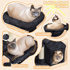 Yaheetech Cat Tree, 34in Cute Cat Tower for Indoor Cats, Multi-Level Pet Condo Furniture Activity Center Cat Bed w/Scratching Post&Dangling Ball&Platform for Kittens, Black