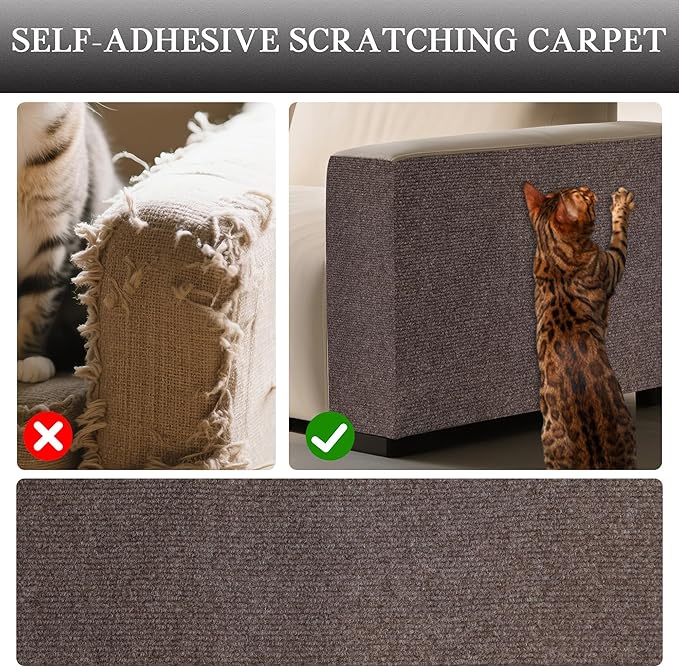 2 Pack Cat Scratch Furniture Protector Trimmable DIY Climbing Scratching for Indoor Couch Protector from Cat Claws, Walls and Tower Replacement (Brown, 15.7’‘ x 78.7'')