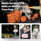 rubyloo Puffer Dog Travel Bag for Dog Moms – Doggy Diaper Bag with Pet Bowls & Food Storage or Everyday Puffy Tote – Doggy Mom Gifts for Women – Lightweight, Travel-Ready Gift for Pet Lovers - Pink