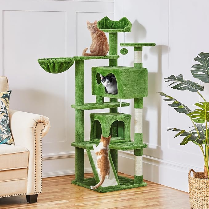 Yaheetech 57in Cat Tree, Cat Tower for Indoor Cats with 2 Door Condo Basket and Sisal Scratching Posts, Cat Furniture for Kittens