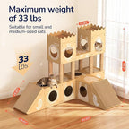 DIY Cardboard Cat House, Multi-Level Cat Tree Tower with Scratching Posts, Scratching Board, Tunnel & Playhouse for Kittens & Adult Cats, Recyclable 61″ × 36.6″ × 40.2″, Kraft Brown