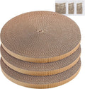 Round Cat Scratcher Refill 10 inch Diameter 7/8 Inch Thickness Circle Scratcher Replacement Scratcher Pads for Indoor Cats Scratching Cardboard (3 Pc)
