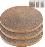 Round Cat Scratcher Refill 10 inch Diameter 7/8 Inch Thickness Circle Scratcher Replacement Scratcher Pads for Indoor Cats Scratching Cardboard (3 Pc)