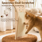 Aesthetic Flower Cat Tree Tower with Scratching Post for Indoor Cats, 48" Modern Cat Tree with Wood Sculpted Branch, Flower Cat Beds, Scratching Board & Interactive Squeaky Toy, Creamy White