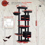 PETEPELA Cat Tree, 69-Inch Gothic Cat Tower for Indoor Large Cats with Super Large Hammock, Tall Cat Climbing Tree Tower with Scratching Posts, Cozy Condo House and Top Perch, Black
