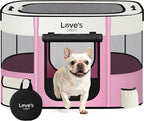 Love's cabin Pet Puppy Dog Playpen, Medium Dog Tent Crates Cage Indoor/Outdoor, Portable Exercise Playpen for Cat, Foldable Pop Up Dog Kennel Playpen with Carring Case (M, Light Pink)