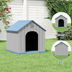 Fancyango Dog House Outdoor Indoor, Weatherproof Dog House with Elevated Floor and Air Vents for Small to Medium Dogs,Easy Clean and Assemble (Blue1, 26.18''L × 24.02''W × 25.98''H)