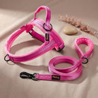 Didog Soft Flannel Padded Dog Vest Harness, No Pull/Quick Fit Reflective Dog Strap Harness, Easy for Training Walking (M:Chest 22-26", Hot Pink)