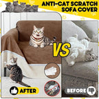 Loiion Cat Scratch Furniture Protector - Anti-Slip, Waterproof Sofa Cover to Keep Cats Off, Pet-Friendly Couch Protectors for 3 Cushion Couch, Anti-Scratch Couch Cover for Pets and Kids 134"X91"Brown