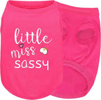 Pink Cotton Dog Shirt with 'Little Miss Sassy' Corgi Butt Print, Soft & Breathable Pet Apparel for Small to Large Dogs, All-Season Sleeveless Vest, Cute and Comfortable Dog Outfit.L