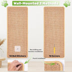 Natural Sisal Cat Scratcher Mat, Wall Scratcher Carpet, Cat Climbing Wall, Large Tall Scratching Post, Sofa Protector, Scratching Mat Pad for Indoor Cats (Brown, 39.3" Lx15.7 W, 2PCS)