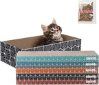 CSR1009A Naomi 17" Modern Cardboard Reversible Cat Scratcher Pad in Box with Catnip, Multi-Colored (5-Pack)