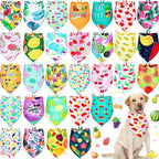 Eccliy 30 Pack Spring Dog Bandanas Bulk Summer Fruit Pet Bandanas Soft Triangle Dog Scarfs Polyester Bandana Pet Costume Cute Scarf Bibs with Flowers Patterns for Medium Large