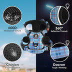 NESTROAD No Pull Dog Harness with Leash, Reflective No Choke Pet Vest Harness,Adjustable Soft Padded Dog Harness with Easy Control Handle for Small Dogs(Checkered Blue,Small)