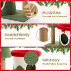 AQUILLA 29.7in Christmas Cat Tree Tower for Indoor Cats, Multi-Level Cat Condo with Sisal Scratching Posts, Cozy Hideaway & Top Perch, Red & Green Holiday Pet Play House for Small Cats and Kittens