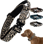 Heavy Duty Dog Collar with Unique Leopard Totem Design Adjustable Durable Nylon Collar, Metal Buckle for Large Dogs Bold Style for Training & Outdoor Adventures (Gold Leopard M)