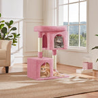 Yaheetech 33.5in Cat Tree, Small Kittens Tower w/Large Perch&2 Cozy Condos, Sisal Scratching Posts for Indoor Kittens/Cat, Stable Pet Activity Center Furniture, Pink