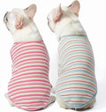 Dog Shirts Vest Cotton Striped T-Shirt, Sleeveless Stretchy Pet Clothes for Small Dogs, 2-Pack Soft Breathable Puppy Tank Top Cat Tee (Small, Pink,Rose)