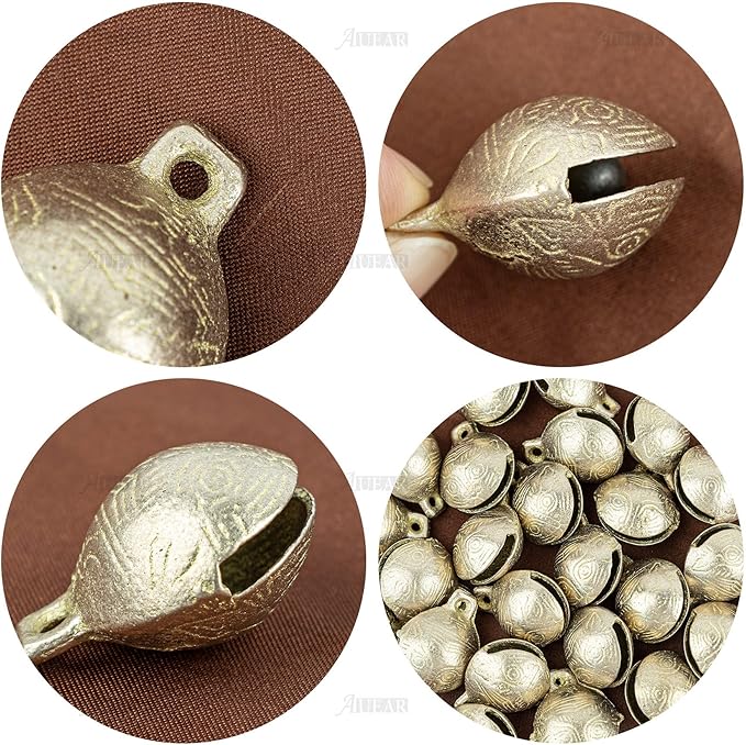 AUEAR, 30 Pieces Vintage Brass Bells 25mm Mini Jingle Bell for DIY Wind Chimes Home Decor