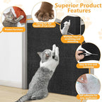 Cat Scratch Pad for Wall,Cuttable and Adhesive Cat Scratching Mat,Fun Interactive Scratcher,Cat Scratch Furniture Protector (Black,78.7×15.8inch)