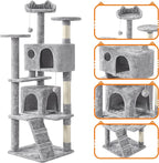 Topeakmart 61in Cat Tree for Indoor Cats, Cat Tower with Scratching Posts Spacious Perch & Platform for Kittens, Light Gray