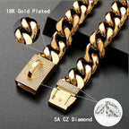 New Gold Dog Chain Collar with Bling Zircon Buckle,19MM Strong Stainless Steel Cuban Link Chain Collar,Dog Necklace Collar for Small Medium,Large Dogs