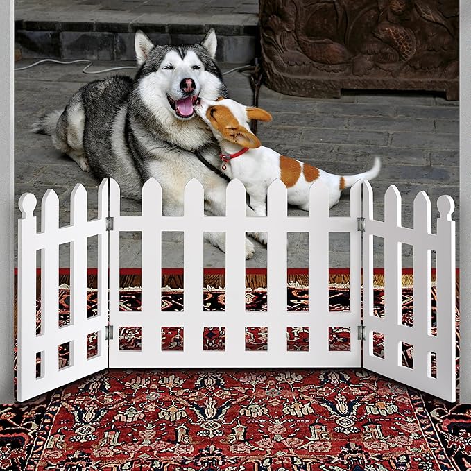 White Picket Fence Folding Pet Gate