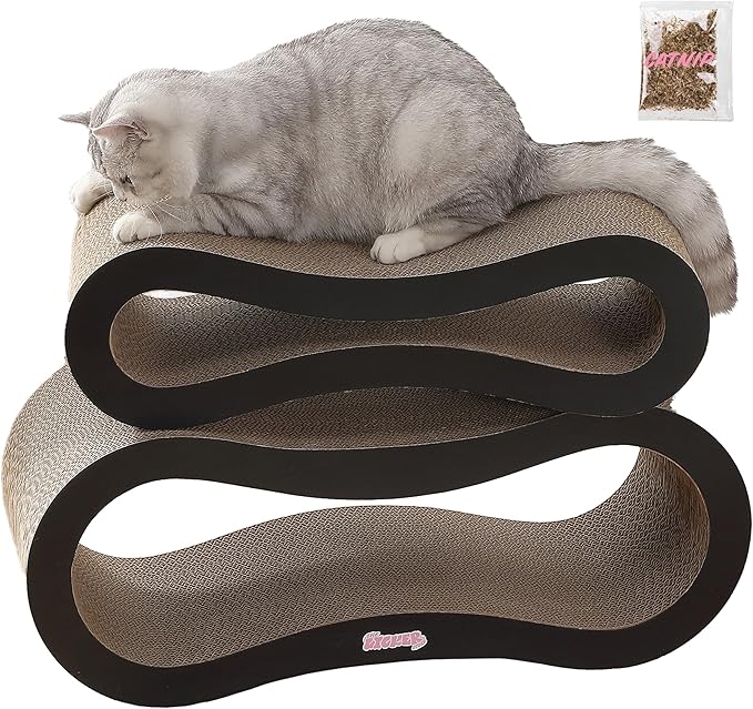 CSR1014A Suvi 26" Modern Cardboard Infinity 2-in-1 Lounge Bed Cat Scratcher with Catnip, Ink