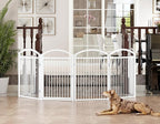 Folding No-Assembly Freestanding Dog Gate with Door,32" Heights Foldable Pet Fence,144" Extra Wide Accordion Puppy Folding Playpen for Doorways,House,Stairs (6 Panels,White)