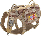 Forestpaw Dog Harness for Large Dogs,Tactical Dog Harness with Handle,No Pull Military Service Dog Vest with Pockets Adjustable for Walking Training,Camo Brown,Chest 21.5-45"