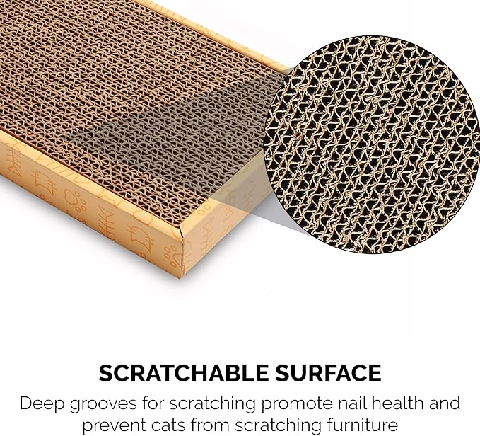 Furhaven Scratching Board w/ Catnip for Indoor Cats, Reversible - Classic Corrugated Cat Scratcher Pad - Yellow, Small