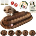 2X Magic Organ Cat Scratcher Board Toy with Bell Ball and Catnip - Longer, Stretchier Accordion Cardboard Scratching Pad with 4 Strong Magnets - Interactive Fun and Enrichment for Indoor Cats