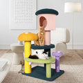 NUNU LAB Mushroom Cat Tree, Multi-Level Cat Tower, Mushroom Cat Scratching Post, Cute Cat Tower, with Cat Scratching Post, Cat Bed & Interactive Balls, for Indoor Cats (C-067, 26.8 * 22.8 * 55.1)