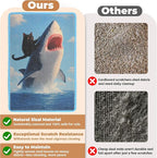 Sisal Cat Scratcher Mat, Cat Wall Scratcher for Indoor Cats, 23.6x15.7 Inch Cat Scratch Pad with Hook & Loop, Wall Mounted Cat Scratching Post to Protect Couch and Carpet（Shark）