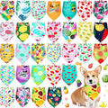 Eccliy 30 Pack Spring Dog Bandanas Bulk Summer Fruit Pet Bandanas Soft Triangle Dog Scarfs Polyester Bandana Pet Costume Cute Scarf Bibs with Flowers Patterns for Small Medium Large