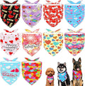 10PCS Big Valentines Day Dog Bandanas 33Inch with Heart Lip Rose Love Print for Extra Large XL XXL Breed Dog Triangle Bibs Scarves for Boys and Girls Holiday Grooming Accessories